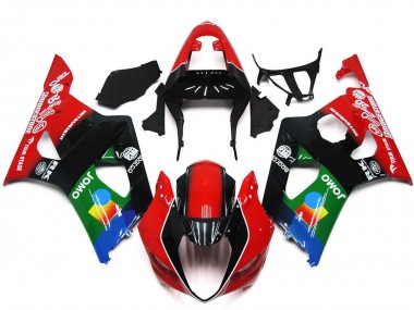 Suzuki GSXR 1000 Motorrad Verkleidung 2003-2004 - Rot Schwarz Grun JOMO
