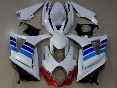 Suzuki GSXR 1000 Motorrad Verkleidung 2007-2008 - Weiss Blau OEM Stil