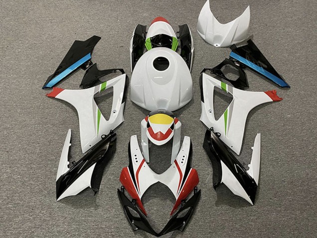 Suzuki GSXR 1000 Motorrad Verkleidung 2007-2008 - Weiss Rot Gelb Blau Schwarz Rennen