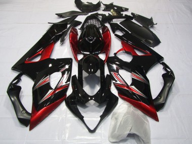 Suzuki GSXR 1000 Motorrad Verkleidung 2005-2006 - Glanzendes Schwarz Rot Flare
