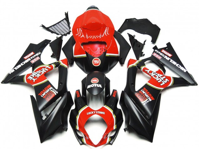 Suzuki GSXR 1000 Motorrad Verkleidung 2007-2008 - Rot Schwarz Lucky Strike