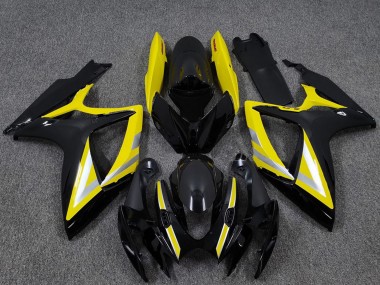Suzuki GSXR 600 / GSXR 750 Motorrad Verkleidung 2006-2007 - Glanzendes Schwarz Gelb Silber OEM Stil