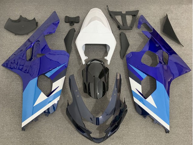Suzuki GSXR 600 / GSXR 750 Motorrad Verkleidung 2004-2005 - Weiss Blau Schwarz