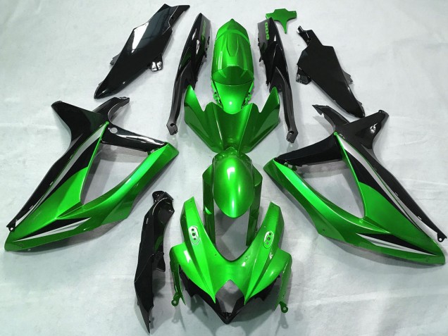 Suzuki GSXR 600 / GSXR 750 Motorrad Verkleidung 2008-2010 - Grun Silber Glanzendes Schwarz