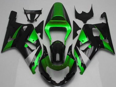 Suzuki GSXR 600 / GSXR 750 Motorrad Verkleidung 2001-2003 - Grun Silber Glanzendes Schwarz