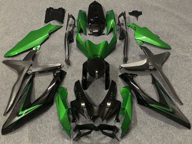 Suzuki GSXR 600 / GSXR 750 Motorrad Verkleidung 2008-2010 - Grun Grau Glanzendes Schwarz