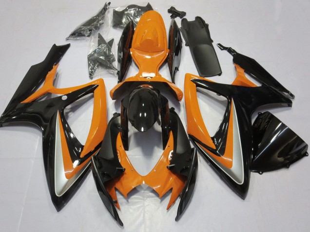 Suzuki GSXR 600 / GSXR 750 Motorrad Verkleidung 2006-2007 - Orange Glanzendes Schwarz