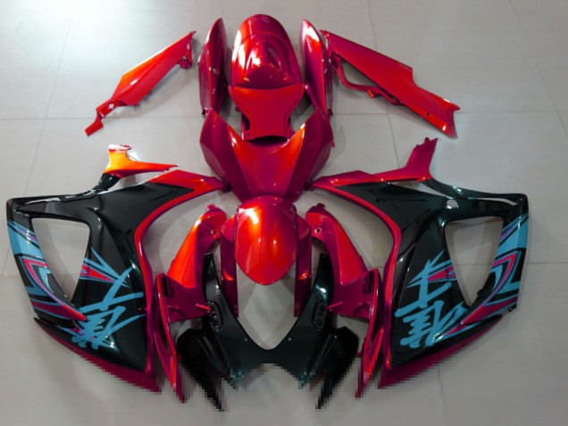 Suzuki GSXR 600 / GSXR 750 Motorrad Verkleidung 2006-2007 - Rot Schwarz Hellblau