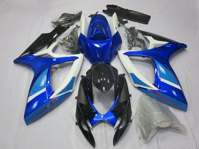 Suzuki GSXR 600 / GSXR 750 Motorrad Verkleidung 2006-2007 - Weiss Blau Glanzendes Schwarz