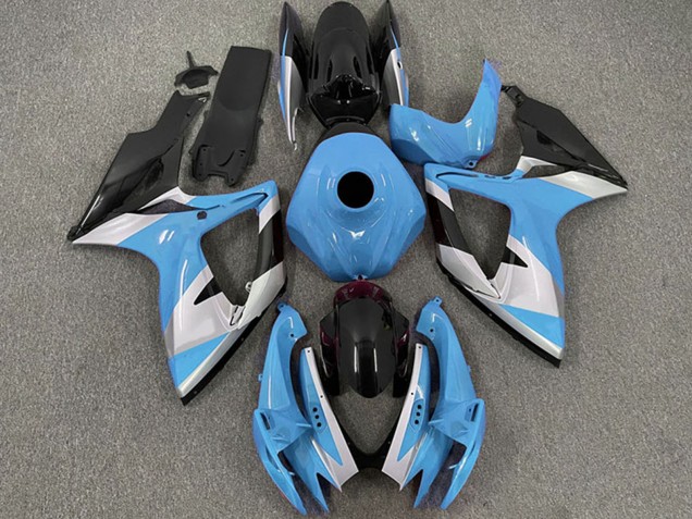 Suzuki GSXR 600 / GSXR 750 Motorrad Verkleidung 2006-2007 - Hellblau Weiss Glanzendes Schwarz