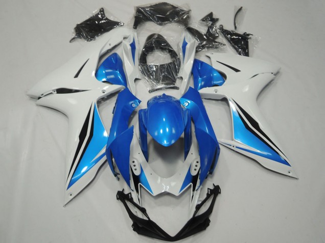 Suzuki GSXR 600 / GSXR 750 Motorrad Verkleidung 2011-2024 - Weiss Hellblau Glanzendes Schwarz OEM Stil