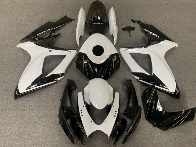 Suzuki GSXR 600 / GSXR 750 Motorrad Verkleidung 2006-2007 - Weiss Glanzendes Schwarz