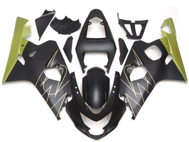 Suzuki GSXR 600 / GSXR 750 Motorrad Verkleidung 2004-2005 - Matt Schwarz Gold Corona