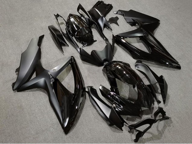 Suzuki GSXR 600 / GSXR 750 Motorrad Verkleidung 2008-2010 - Glanzendes Schwarz Matt Schwarz