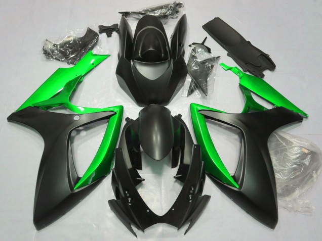 Suzuki GSXR 600 / GSXR 750 Motorrad Verkleidung 2006-2007 - Matt Schwarz Grun