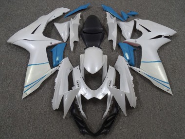Suzuki GSXR 600 / GSXR 750 Motorrad Verkleidung 2011-2024 - Perl Weiss und Hellblau