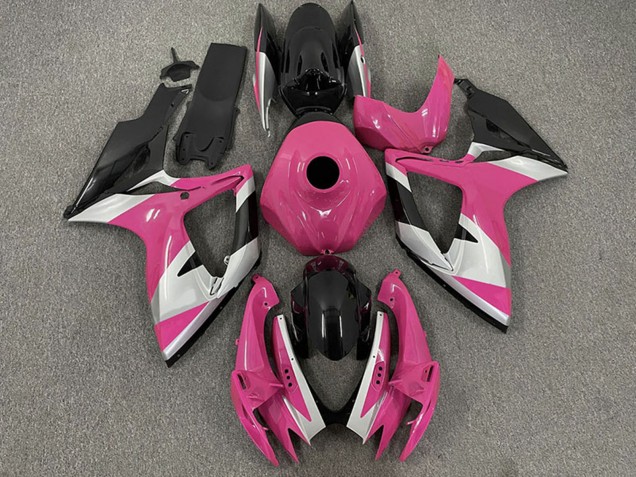 Suzuki GSXR 600 / GSXR 750 Motorrad Verkleidung 2006-2007 - Rosa Silber Glanzendes Schwarz