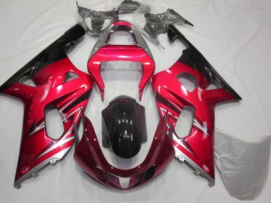 Suzuki GSXR 600 / GSXR 750 Motorrad Verkleidung 2001-2003 - Rot Silber Glanzendes Schwarz