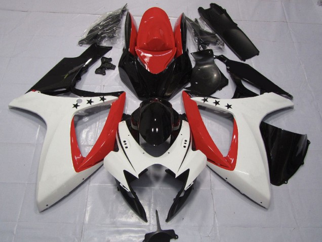 Suzuki GSXR 600 / GSXR 750 Motorrad Verkleidung 2006-2007 - Rot Weiss Glanzendes Schwarz