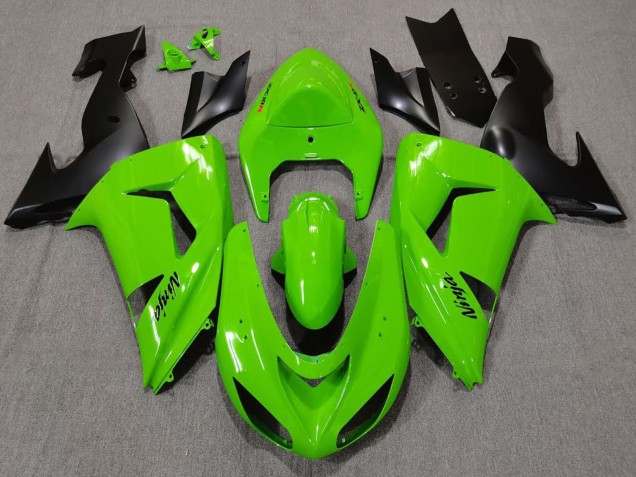 Kawasaki ZX10R Motorrad Verkleidung 2006-2007 - Grun Matt Schwarz