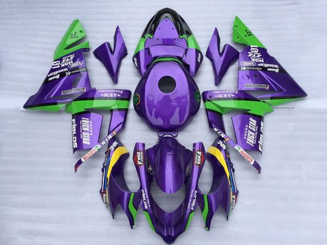 Kawasaki ZX10R Motorrad Verkleidung 2004-2005 - Grun Lila Trick Star