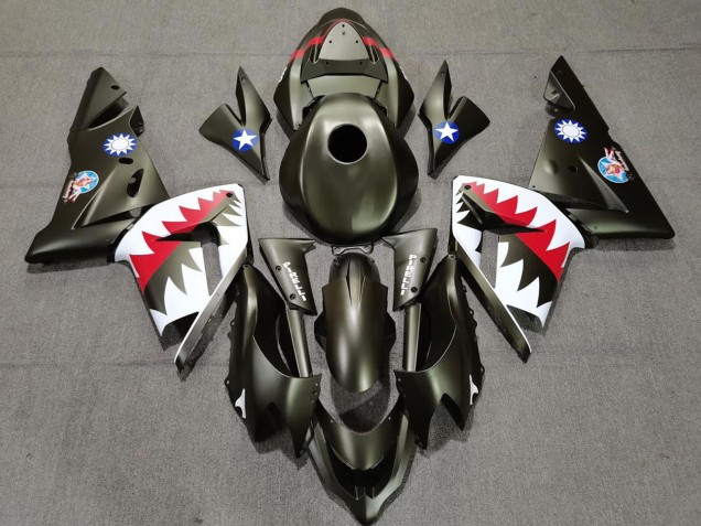 Kawasaki ZX10R Motorrad Verkleidung 2004-2005 - Military Grun Hai