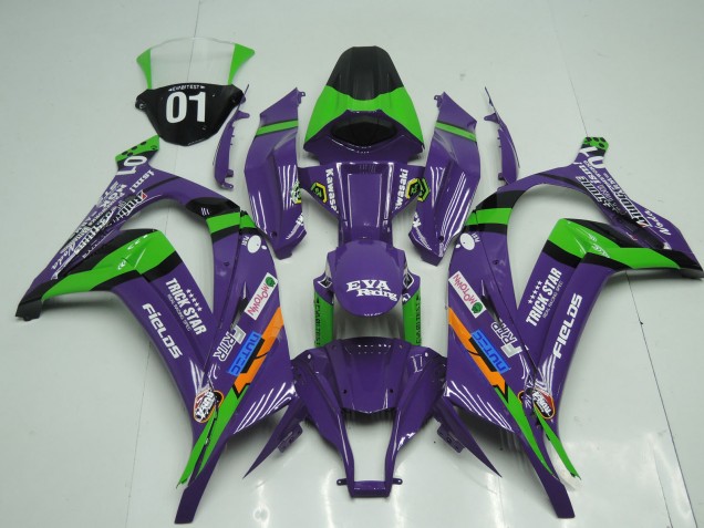 Kawasaki ZX10R Motorrad Verkleidung 2011-2015 - Lila Schwarz Grun Orange Weiss Trick Star EVA Rennen OEM Stil