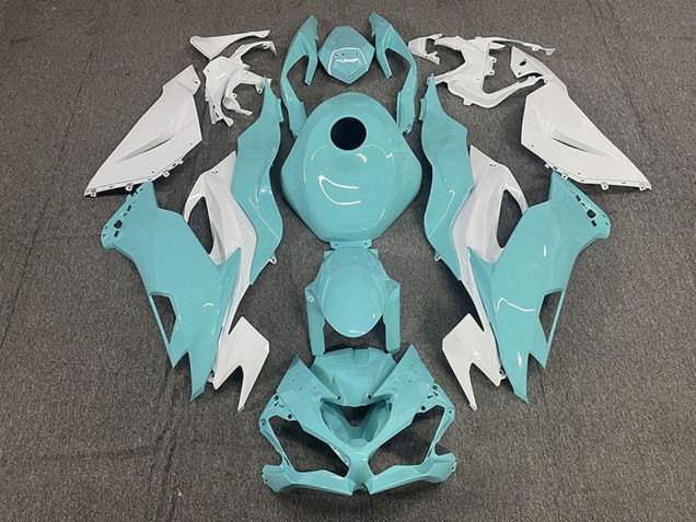 Kawasaki ZX6R Motorrad Verkleidung 2019-2022 - Weiss Aqua Blau