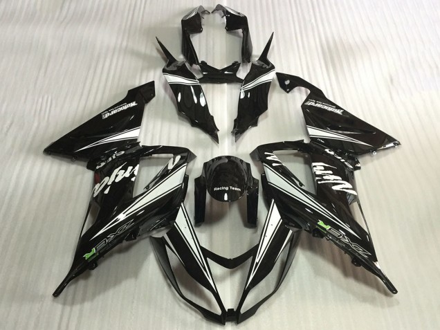 Kawasaki ZX6R Motorrad Verkleidung 2013-2018 - Glanzendes Schwarz Weiss