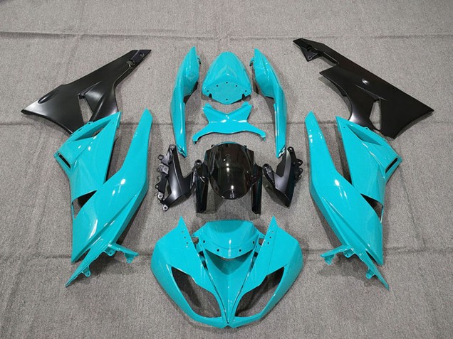 Kawasaki ZX6R Motorrad Verkleidung Kit 2009-2012 - Blau Glanzendes Schwarz