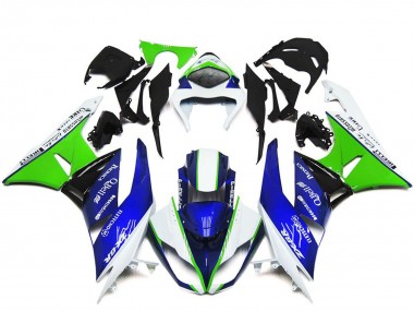 Kawasaki ZX6R Motorrad Verkleidung 2009-2012 - Weiss Grun Blau Schwarz