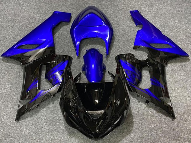 Kawasaki ZX6R Motorrad Verkleidung 2005-2006 - Blau Glanzendes Schwarz