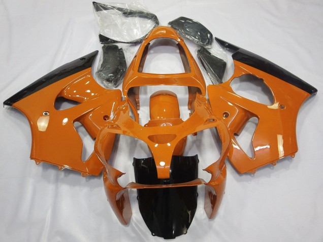 Kawasaki ZX6R Motorrad Verkleidung 2000-2002 - Orange Glanzendes Schwarz