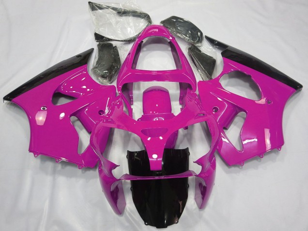 Kawasaki ZX6R Motorrad Verkleidung 2000-2002 - Rosa Glanzendes Schwarz