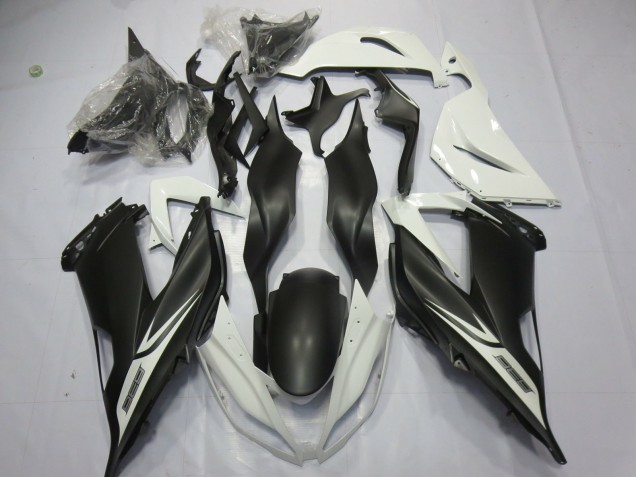 Kawasaki ZX6R Motorrad Verkleidung 2013-2018 - Weiss Matt Schwarz