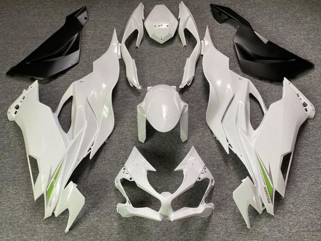 Kawasaki ZX6R Motorrad Verkleidung 2019-2022 - Perl Weiss Grun