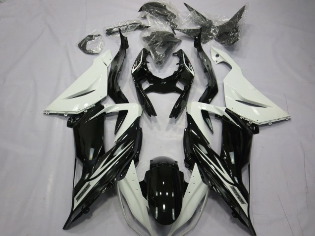 Kawasaki ZX6R Motorrad Verkleidung 2013-2018 - Weiss Glanzendes Schwarz