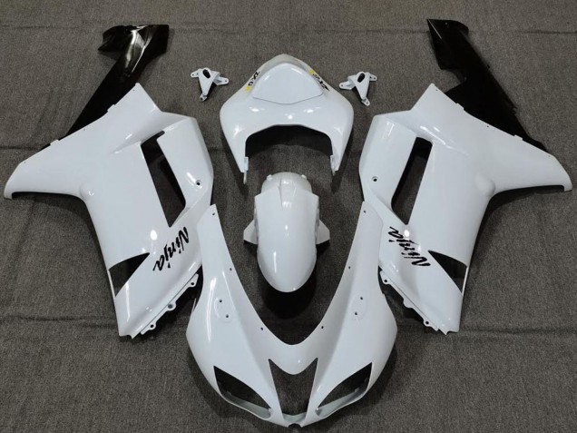 Kawasaki ZX6R Motorrad Verkleidung 2007-2008 - Schlichtes Weiss Gloss