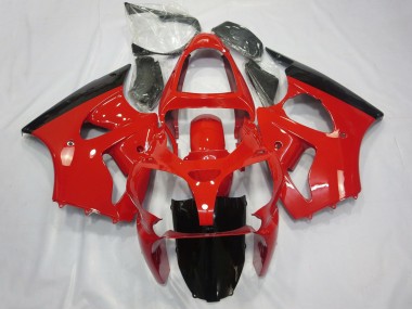 Kawasaki ZX6R Motorrad Verkleidung 2000-2002 - Rot Glanzendes Schwarz