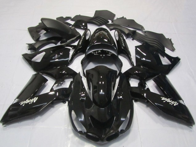 Kawasaki ZX14R Motorrad Verkleidung 2006-2011 - Glanzendes Schwarz Weiss Ninja