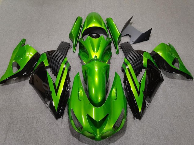 Kawasaki ZX14R Motorrad Verkleidung 2006-2011 - Grun Glanzendes Schwarz