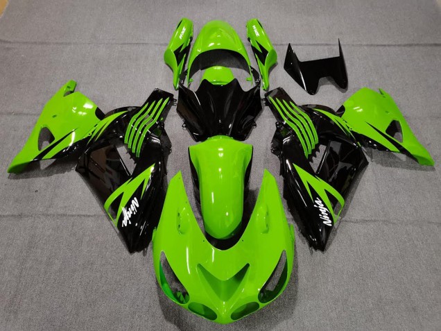 Kawasaki ZX14R Motorrad Verkleidung 2006-2011 - Grun Glanzendes Schwarz Weiss Ninja
