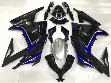 Kawasaki Ninja 300 Motorrad Verkleidung 2013-2017 - Glanzendes Schwarz Blau