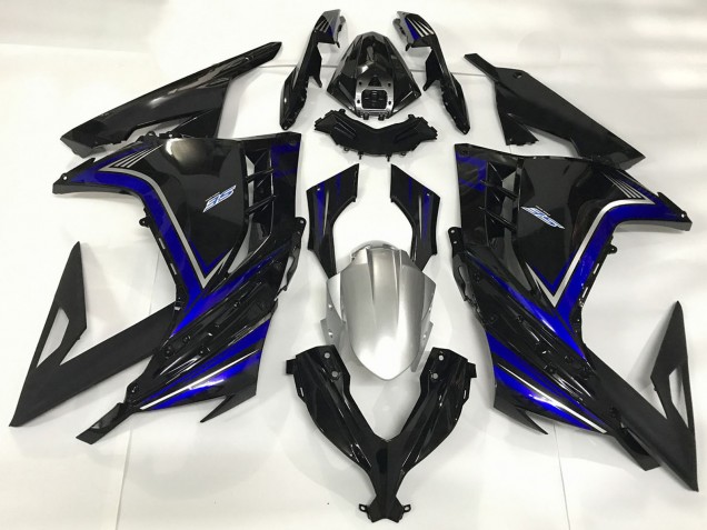 Kawasaki Ninja 300 Motorrad Verkleidung 2013-2017 - Glanzendes Schwarz Blau