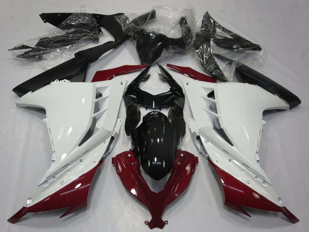 Kawasaki Ninja 300 Motorrad Verkleidung 2013-2017 - Weiss Kastanienbraun Rot Schwarz