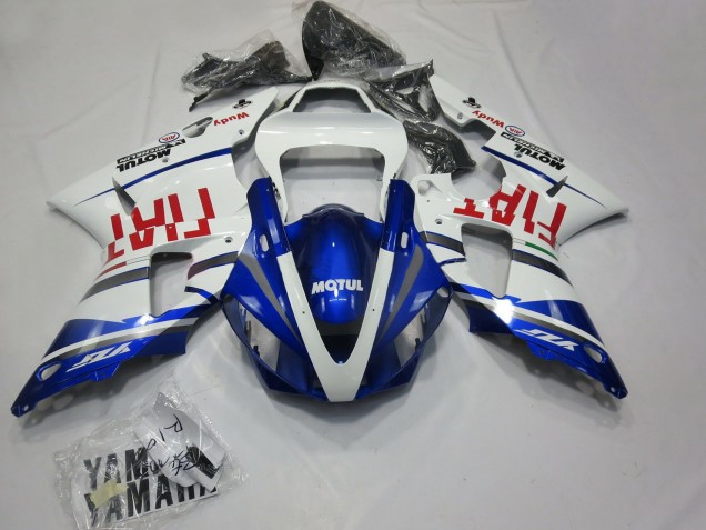 Yamaha R1 Motorrad Verkleidung 2000-2001 - Weiss Blau Rot Fiat Motul