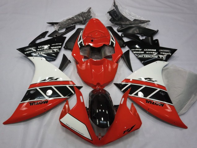 Yamaha R1 Motorrad Verkleidung 2012-2014 - Rot Weiss Glanzendes Schwarz