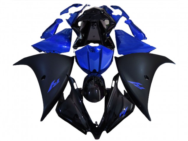 Yamaha R1 Motorrad Verkleidung 2012-2014 - Glanzendes Schwarz Matt Schwarz Blau