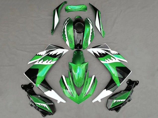 Yamaha R3 Motorrad Verkleidung 2015-2018 - Grun Weiss Schwarz Hai