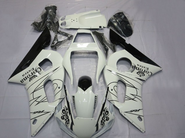Yamaha R6 Motorrad Verkleidung 1998-2002 - Weiss Schwarz Corona Motul